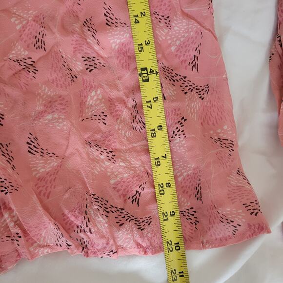 Y2K The Limited Women Silk Blouse Size M Pink Sheer Lined Front Bow Soft Spring - Picture 5 of 8